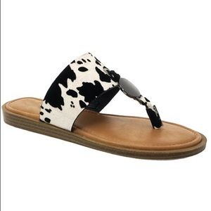 Blk cow print sandals
